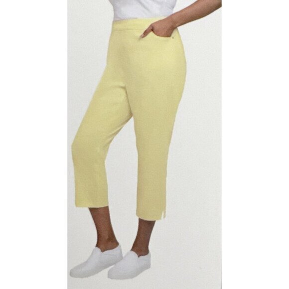 Mario Serrani Women's XL Comfort Stretch Capri Pant Yellow Stripe NWT 9310 - Picture 2 of 16